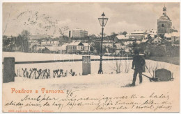 T3 1899 Turnov, Turnova Nad Jizerou, Turnau; Street View In Winter, Man With Sled. Antonin Werich (EB) - Non Classificati