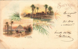 T2/T3 1899 Cairo, Kairo; Le Caire Kafr Pres Les Pyramides De Sakkarah, Les Pyramides De Gizeh / Saqqara And Giza Pyramid - Unclassified