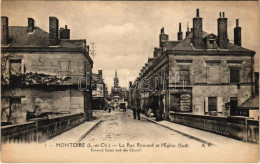* T2/T3 1921 Montoire-sur-le-Loir, La Rue Ronsard Et L'Eglise (Sud) / Ronsard Street And The Church, Shop Of Haugou (EK) - Unclassified