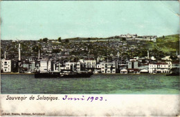 * T3 1903 Thessaloniki, Saloniki, Salonica, Salonique; Port, Steamship. Editeur Albert Nissim (EB) - Non Classificati