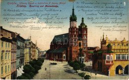 T2/T3 1915 Kraków, Krakkó, Krakau; Glówny Rynek Z Kosciolem N Panny Maryi / Hauptring Und Marienkirche / Square, Church  - Unclassified