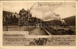 T3 1910 Assmannshausen (Rüdesheim Am Rhein), Gruss Aus Dem Dichter- U. Künstlerheim Zur Krone / Hotel, Steamship (EK) - Non Classificati