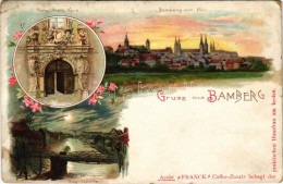 ** T3 Bamberg, Portal Prell's Haus, Bamberg Vom Hain, Regnitzpartie. Franck Caffee-Zusatz / General View, Bridge, Gate.  - Ohne Zuordnung