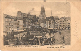 T2/T3 1903 Köln, Cologne; Heumarkt Mit Denkmal Friedrich Wilhelm III / Market, Monument, Horse-drawm Tram, Shops, Café ( - Sin Clasificación