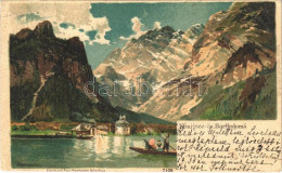 T2/T3 1898 Königssee, St. Bartholomä / Pilgrimage Church, Lake, Boat. Paul Bergmann 7108. Litho (EK) - Ohne Zuordnung