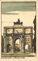 * T2/T3 München, Munich; Siegestor / Victory Gate. Litho (EK) - Ohne Zuordnung