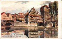 ** T2 Nürnberg, Nuremberg; Maxbrücke Mit Burg / Bridge, Castle. Artist Signed - Ohne Zuordnung