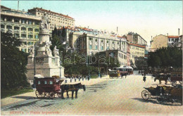 ** T2 Genova, Genoa; Piazza Acquaverde / Square, Horse-drawn Carriages, Tram, Hotel - Ohne Zuordnung