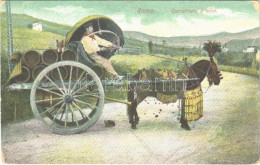 T3 1908 Roma, Rome; Carrettiere A Vino / Wine Cart (worn Corner) - Non Classés
