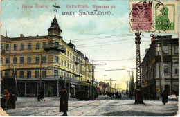 T3 1928 Saratov, Saratoff; Nemetskaya Ulitsa / Street View, Tram, Horse Sleigh. TCV Card (EB) - Non Classés