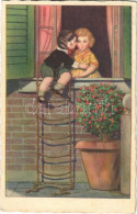 T2/T3 1930 Romantic Couple, Children Art Postcard (EK) - Unclassified