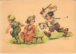 ** T2/T3 Children Art Postcard. Artist Signed (EK) - Ohne Zuordnung