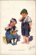 T2/T3 1917 Soll Ich Oder Soll Ich Nicht? / Children Art Postcard, Coffee Grinding. B.K.W.I. 982/5. S: K. Feiertag (worn  - Sin Clasificación