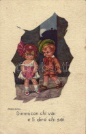 T2/T3 1923 Proverbi... Dimmi Con Chi Vai E Ti Diro Chi Sei / Romantic Couple. Italian Children Art Postcard. Anna & Gasp - Ohne Zuordnung