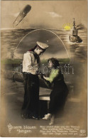 T2 1916 Unsere Blauen Jungen / WWI German Navy Propaganda Postcard With Mariner And Lady - Unclassified