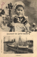 T2/T3 Saint-Nazaire, Espagne Steamship, Child, Folklore, Flowers (EK) - Non Classés