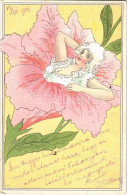 * T2/T3 1901 Art Nouveau Flower Lady. Litho - Unclassified