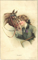 T4 1913 Vollblut / Lady With Horse. Arthur Rehn & Co. A.R. & C.i.B. 424. Litho (vágott / Cut) - Sin Clasificación