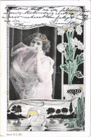 T2/T3 1900 Lady Art Postcard. Art Nouveau, Floral. Serie E. I. 335. - Ohne Zuordnung