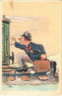 ** T2/T3 At The Railway Station, Humour Art Postcard. Cecami N. 1010. (EK) - Non Classés