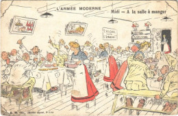 * T3 L'Armée Moderne. Midi - A La Salle A Manger / The Modern Army. Noon In The Dining Room. French Military Humour Art  - Unclassified