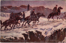 * T2/T3 En Guerre - Armee Russe. Artillerie Traversant Un Col Des Carpathes / WWI Russian Military Art Postcard, Artille - Non Classés