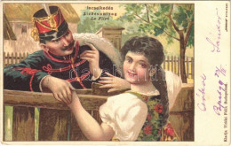 T2/T3 1899 Liebesantrag / Le Flirt / Incselkedés / Austro-Hungarian K.u.K. Military Art Postcard, Soldier Flirting, Roma - Unclassified