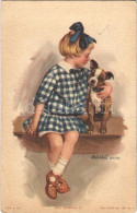 T2 1918 Just Between Us, Girl With Dog Art Postcard, Litho, The Knapp Co. S: Armand Buth + K.u.K. Cancellation - Ohne Zuordnung