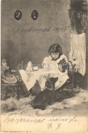 T2/T3 1905 Girl With Dog, Tea Party (EB) - Unclassified