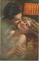 * T2 1921 Romantic Couple, Slightly Erotic Italian Lady Art Postcard. Serie 1028-5. - Non Classificati