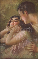 * T2 1921 Romantic Couple, Slightly Erotic Italian Lady Art Postcard. Serie 1028-3. - Non Classificati