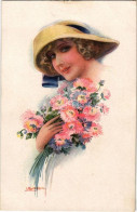 ** T2/T3 Lady With Flowers. Italian Art Postcard. ERKAL No. 338/2. S: USABAL (kis Szakadás / Small Tear) - Non Classificati