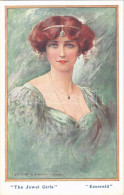 T2 1920 Emerald "The Jewel Girls" Lady Art Postcard. B.K.W.I. Nr. 258/3. S: Cecil W. Quinnell - Non Classificati