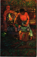 T2/T3 1938 Mexican Folklore Art Postcard, Blacksmith S: Fred Liebig (EK) - Unclassified