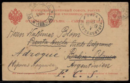 LATVIA. 1899. Riga - Argentina. 4 Kop Stat Card / Cds. Via Bahia Blanca. - Lettland