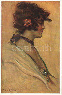 * T2 1920 Tanulmányfej / Studienkopf / Head Study. Hungarian Lady Art Postcard. Magyar Rotophot Társaság No. 77. S: Kiss - Ohne Zuordnung