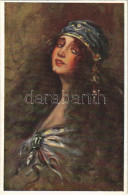 * T2 1920 Tanulmányfej / Studienkopf / Head Study. Hungarian Lady Art Postcard. Magyar Rotophot Társaság No. 67. S: Kiss - Ohne Zuordnung