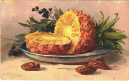 T2/T3 1927 Still Life Art Postcard With Pineapple. G.O.M. 2257. S: C. Klein (EK) - Non Classés