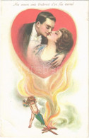 * T3 1924 Nos Coeurs Unis Bruleront D'un Feu Eternel / Romantic Couple. Lady Art Postcard. C. Chierichetti 240. (EB) - Non Classés