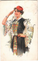 T4 1918 Lady Art Postcard. "ERKAL" No. 332/6. S: Usabal (vágott / Cut) - Unclassified
