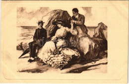 T2 Lady Art Postcard, Flirting On The Beach. Alfred Schweizer Kunstverlag "Gibson Karte" No. 1017. Artist Signed - Unclassified