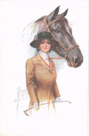 T3 1917 Lady With Horse. K.V. S: Court Barber + "K.u.K. Feldjägerbataillon N. 29." "K.U.K. FELDPOSTAMT 412" (szakadás /  - Ohne Zuordnung