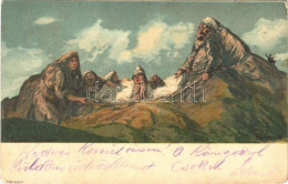 T2/T3 1908 Familie Watzmann (Bayern) / Bavarian Mountain With Human Face, Watzmann Family. Gebrüder Mühlstein. Litho (EK - Ohne Zuordnung