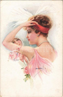 T2/T3 1917 Lady With Mirror. "ERKAL" Künstler-Serie 304/5. S: Usabal (EK) - Unclassified