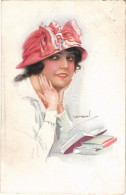 T2/T3 Lady In Hat Art Postcard. "ERKAL" Künstler-Serie 308/2. S: Usabal (EB) - Ohne Zuordnung