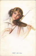 T2 1913 Heart And Soul, Lady With Violin. The Carlton Publishing Co. Series No. 674/3. Artist Signed - Unclassified