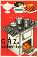 T2/T3 Gáz A Háztartásban. Seidner Litográfia / Hungarian Gas Advertising Card + "1939 X. Őszi Lakberendezési és Háztartá - Sin Clasificación