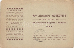 T4 1931 Mme Alexandre Moskovits Artiste Décoratrice. 60, Boulevard Magenta - Paris / Advertising Card For Hungarian-Fren - Unclassified