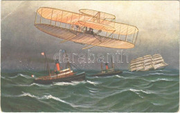 * T3 Aircraft, Steamships, Sailing Vessel Art Postcard. F.E.D. Serie 1012. S: Alfred Jensen - Non Classés