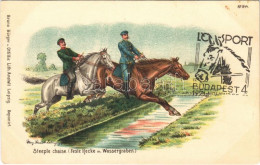 * T2/T3 Steeple Chaise (Feste Hecke M. Wassergraben) / Steeplechase, Horse Race Art Postcard. Bruno Bürger U. Ottillie L - Non Classés